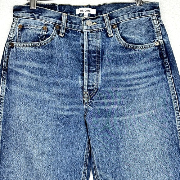 RE/DONE 90s High Rise Loose Jeans Organic Cotton Sz 29 Distressed Button Fly NWT - Picture 3 of 16